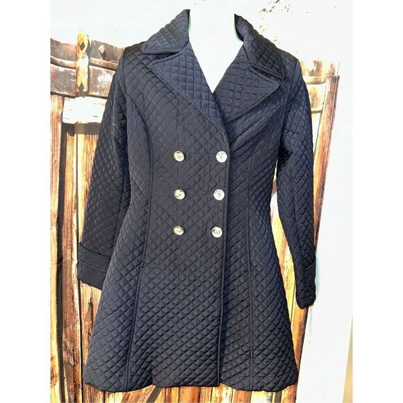Ivanka Trump Navy Blue Quilted Double Breasted trench coat Jacket - Picture 2 of 7
